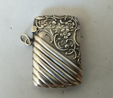 ANCIEN PYROGÈNE BOÎTE ALLUMETTES ARGENT MASSIF 1900 ART NOUVEAU