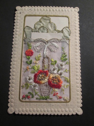Carte brodee panier fleurs - panier,