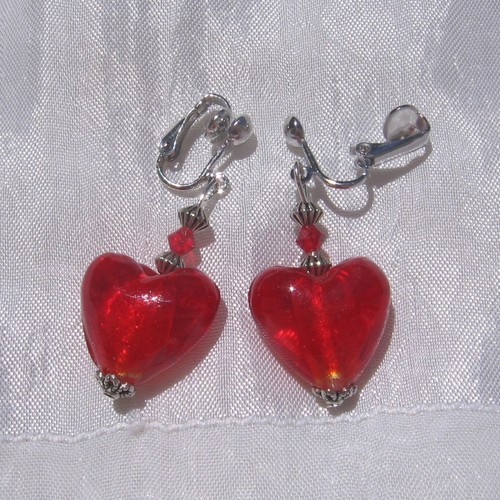 Clips boucles oreilles rouge - boucles, d'oreilles