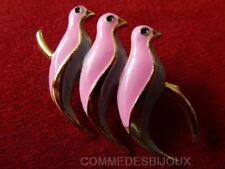 Broche "Trio de Perruches Colombes sur Branche" N° 1 - Bijoux pur Vintage