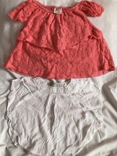 Zara Girls Lot Of 2 Beige Eyelet Blouse And Melon Orange Top Shirt