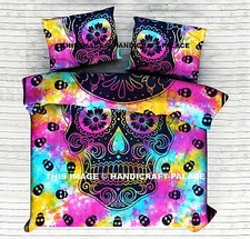 Reine Indien Coton Consolateur Couette Housse Oreiller Teinture Crâne de