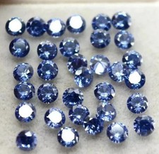 Lot De 50 Pcs De Saphirs Bleus Naturels Taillés Ronds De 4 Mm Certifiés