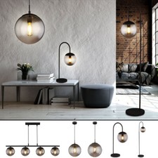 Lampadaire Plafonnier Lampe de Table à Vasque Design Verre Fumé