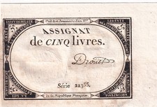 5 Livres - 10 Brumaire An II (31.10.1793) - Sign. Drouet - Série 22355