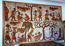 GRAND TABLEAU BATIK AFRICAIN 2.45x1.55n ORIGINE COTE D'IVOIRE