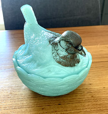 rare sucrier   " pigeon  " en opaline VALLERYSTHAL .