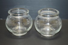 -2 PETITS POTS A CONFITURE RONDS ANCIENS EN VERRE Moulé déco cuisine collection