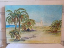 Michelle GOURLOO (XXème) "Tozeur Tunisie" huile orientaliste sur toile animée 