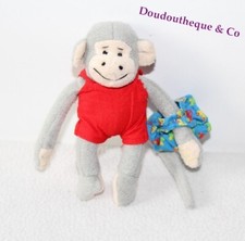 Mini peluche singe Popi BAYARD maillot rouge et sac bleu 12 cm (MO/MO)