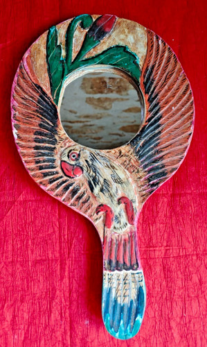 Miroir main ancien sculpté - main,