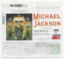 RARE / TICKET BILLET CONCERT - MICHAEL JACKSON : LIVE A WEMBLEY ( ENGLAND ) 1992