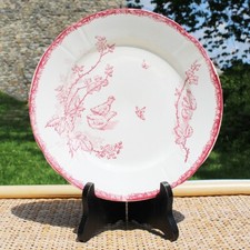 Assiette plate ancienne en faïence de Nimy Belgique modèle poussins & insectes