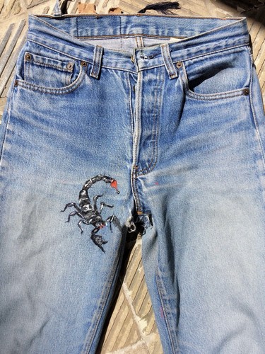 Levis 501 80s scorpion painted - levis,