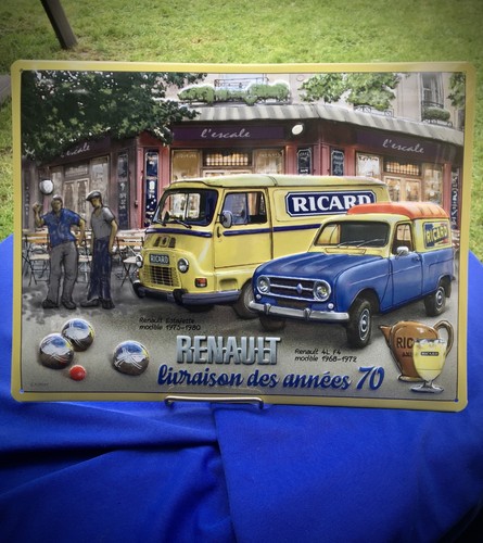 Plaque ricard métal bombée - métal,