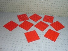 9 x Plaque plate Red 4x4 LEGO