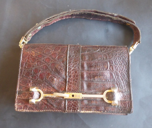 Sac vintage croco - , cuir