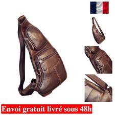 Sac à Bandoulière en Cuir Véritable pour Homme - Style Vintage Élégant