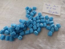 perle vintage, lot de 60 perle en verre bleu turquoise forme cylindre barillet