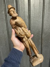 Art Populaire Ancien Bois Sculpté Homme Sculpture Travail de Berger Savoie