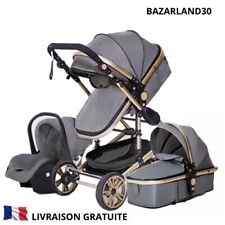 Poussette 3 en 1 Bébé Combinée Siège-Auto Nacelle Trio Réversible Réglable.Gris