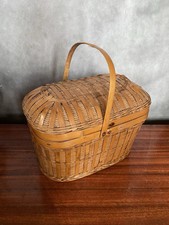 Ancien Panier Bressan Nasse De Pêche Osier Tressé Vintage #C072