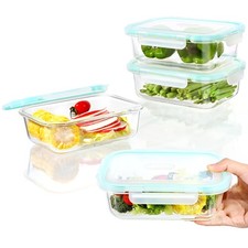 Recipient en Verre,Boîtes Alimentaires Lot de 4x1040ML Anti-Odeur, sans BPA, ...