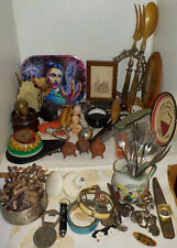Lot 3 Brocante d'objets vintage Pub Couverts Monnaies Bijoux Sculpture Montre