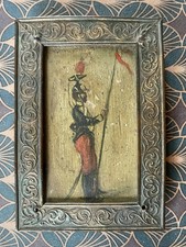 Anonyme - Huile sur bois - Soldat - Miniature - Cadre en Bronze - XIX