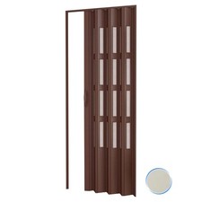 PORTE PLIANTE ACCORDÉON D'INTÉRIEUR DE PVC AVEC VERRE POIGNÉE 82x210 IVOIRE 1013