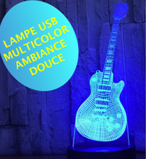 LAMPE GUITARE LES PAUL - ambiance - chevet enfant - 3 piles / USB - PROMO NOEL