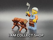 LEGO MINIFIG BUCHERON LUMBERJACK CASTLE MEDIEVAL AVEC ACCESSOIRES/BOIS (NEUF)