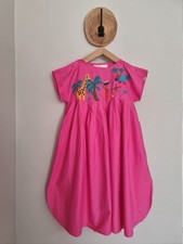 RENÉ DERHY MAGNIFIQUE ROBE VINTAGE 70S 80S FILLE ROSE INTENSE DRESS KLEID BRODÉE