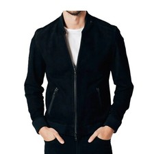 Blouson bomber noir en daim