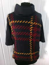 Gros pull grosses cotes bleu laine bi-matières COP COPINE Inari col haut L 40/42