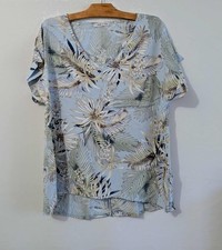 Blouse bleu clair à fleurs viscose T42 Made in Italy (2508072)