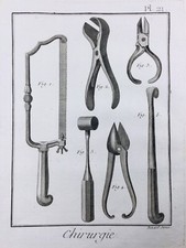 Gynécologie en 1779 Instrument de Chirurgie Obstétrique Gravure Médecine Diderot