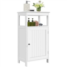Meuble Armoire Salle de Bain Rangement Bois 1 Plateau Réglable 1 Casier Ouvert