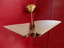 LUSTRE 3 FEUX MODERNISTE PLEXI ET LAITON ARLUS LUNEL STILNOVO VINTAGE 50/60