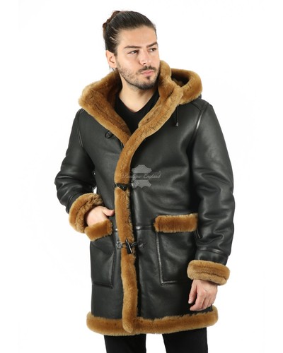 Men leather sheepskin duffle - sheepskin,