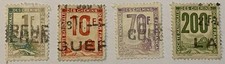 Lot de 4 Timbres SNCF pour Colis Postaux et Autres - Valeur 1F, 10F, 70F, 200F