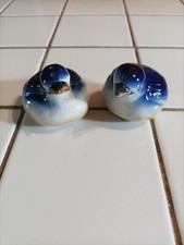 Lot 4 oiseaux barbotine bleue