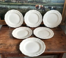 6 Assiettes plates Sarreguemines Ivoire chantournées (lot3)