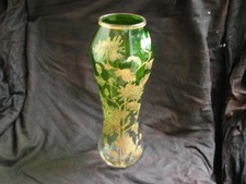 LEGRAS,TALL ANTIQUE FRENCH ENAMELED GLASS VASE,17,7", ART NOUVEAU.