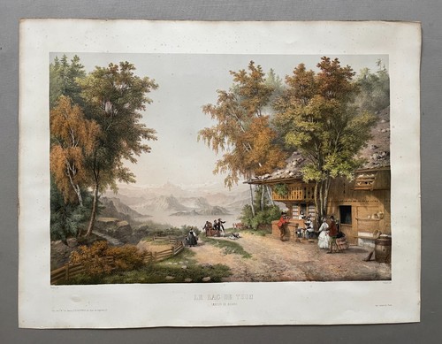Lac thun lithographie - lac, de