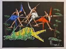 Tableau d'Art Africain par "Alliomard" Gouache années 50. 22cm x 29cm. 