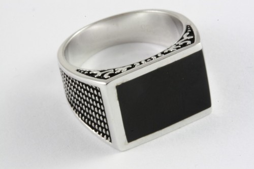 Bague pour hommes pierre noire - hommes,