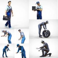 Mécanicien Chiffres Lot 1:35 (5,3cm) non Peinte, 1/35 Diorama (8 Chiffres)