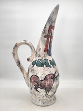 Grand vase carafe céramique années 70 décor rupestre style Vallauris 40 cm