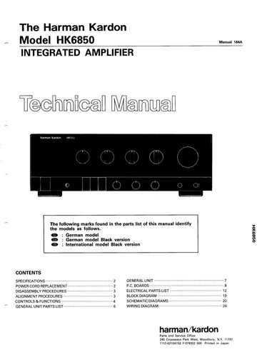 Service manuel instructions - service, d'instructions
